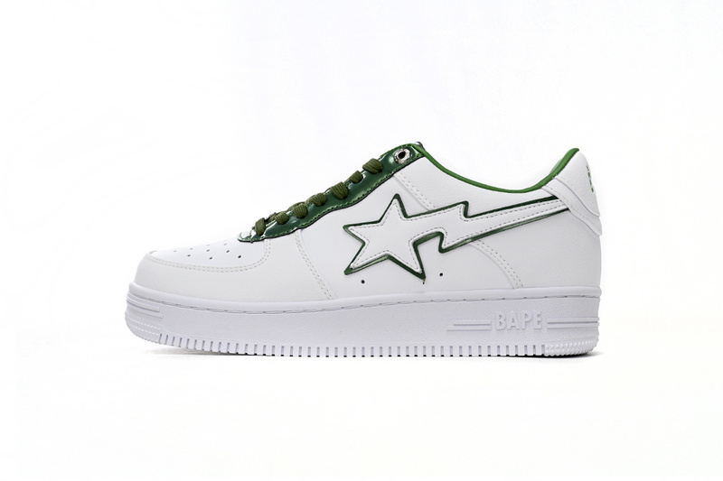 05cfc0d22da560903ed15455cce774f3 A Bathing Ape Bape Sta Low White Green edge 1J30-191-017 - Image 1
