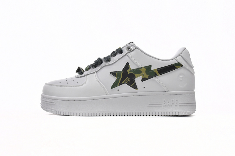 57a130924eb9e6179601c60096cbfe71 A Bathing Ape Bape Sta Low White Green Camouflage 1H20-191-045 - Image 1