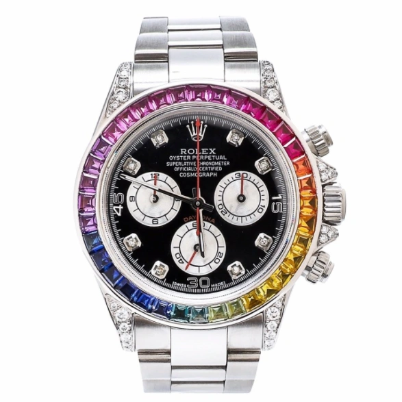 8abe000d7f7b274364472bd79e9225f6 DAYTONA RAINBOW DIAMOND SILVER STAINLESS STEEL 40MM 116599 RBOW - Image 1