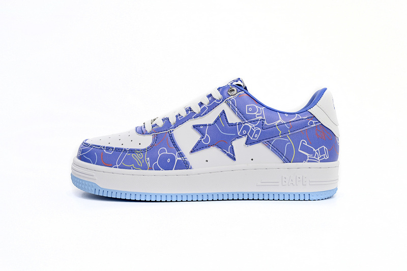 c04874413d228448866b540abba3d7f8 A Bathing Ape Bape Sta Low Black Blue Color Spray Painting 1H73-191-913 - Image 1